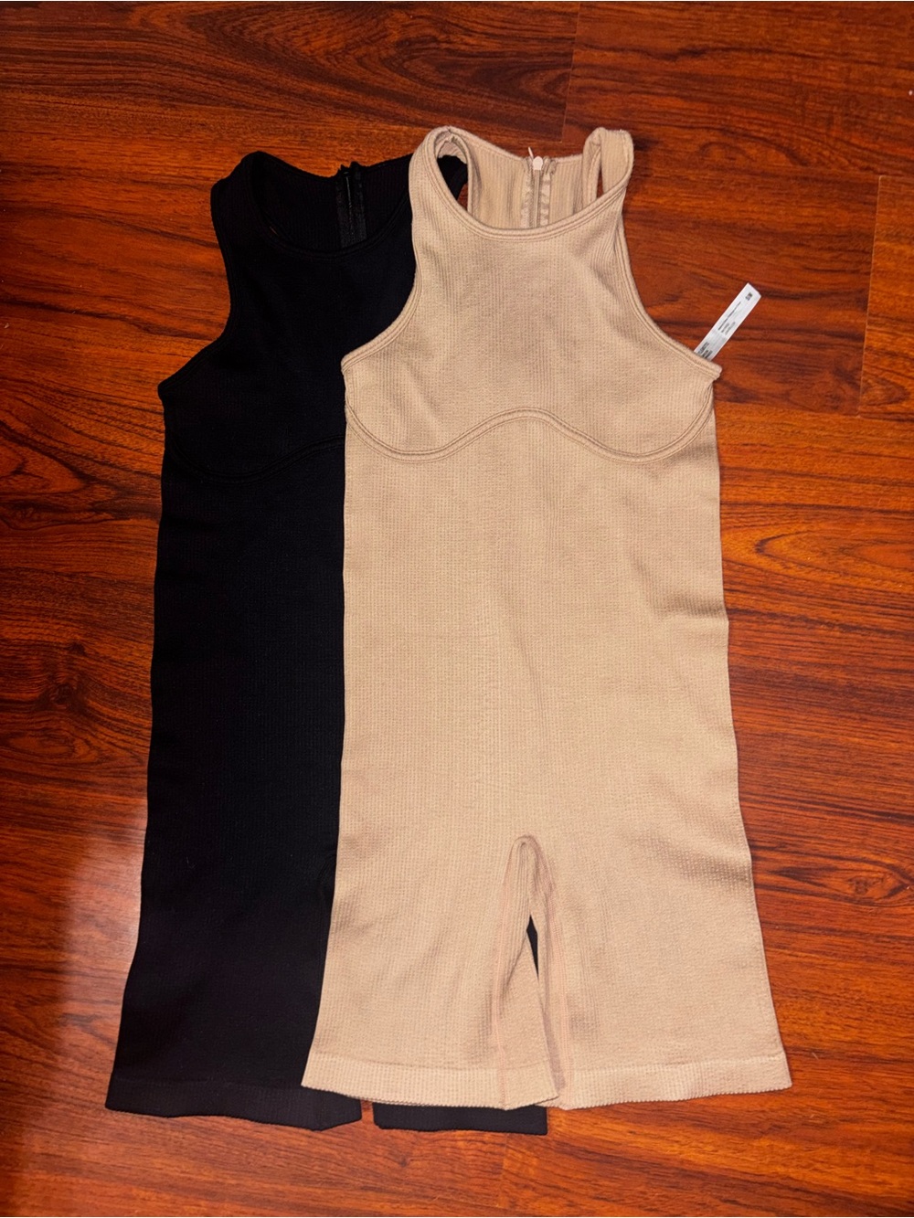 H&M Ribbed Tank Bodysuit Duo in Black and Beige